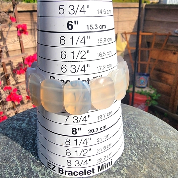 20x15mm White Agate Natural Gemstone Stone Beaded Bead Stretch Bracelet Unisex - Picture 3 of 7